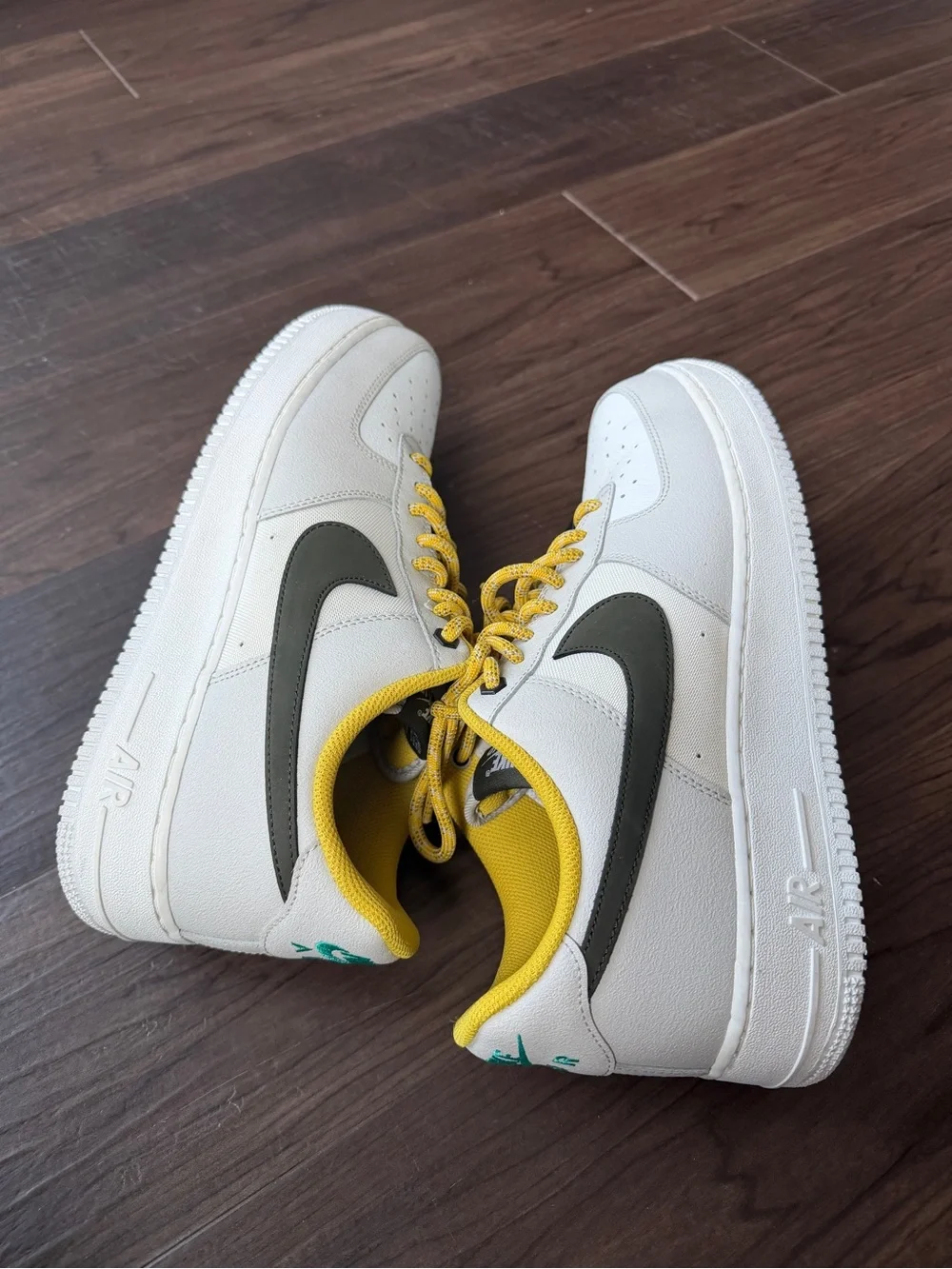 Nike Air Force 1 ‘07 LV8 — White/Olive/Yellow — Men’s Size 12